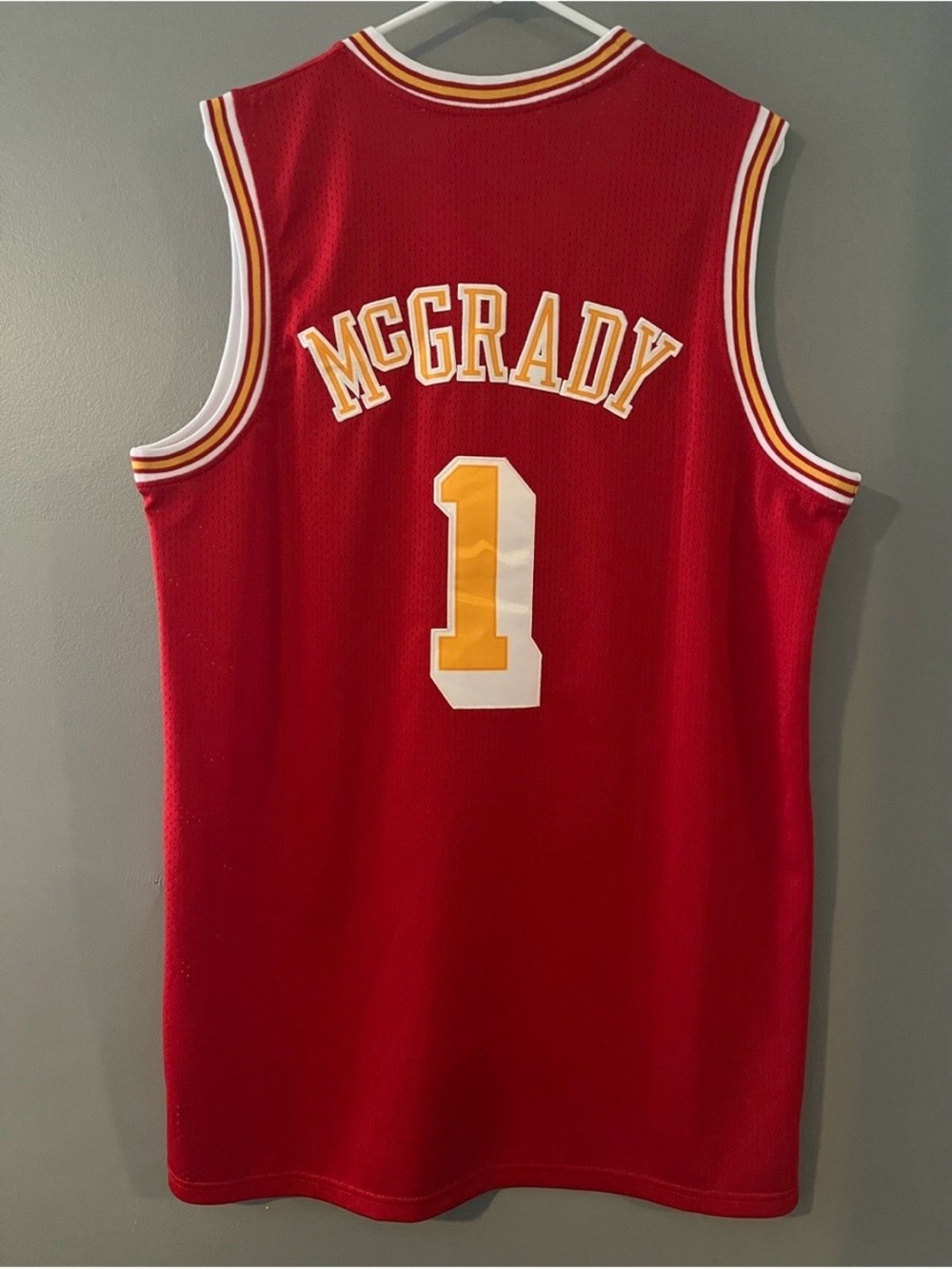 Houston Rockets Red No. 1 Tracy McGrady Retro Sewn Throwback HWC NBA Jersey - Picture 2 of 10